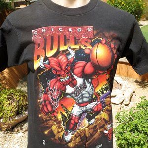 Chicago Bulls Vintage 90s T-Shirt Salem NBA Basketball Medium Black Baller